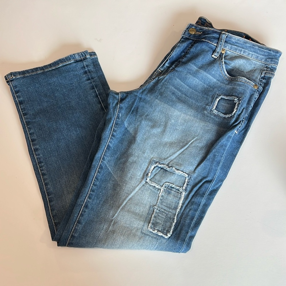 Jag Jeans - 10, relaxed boyfriend,‎ deconstructed jeans, patchwork